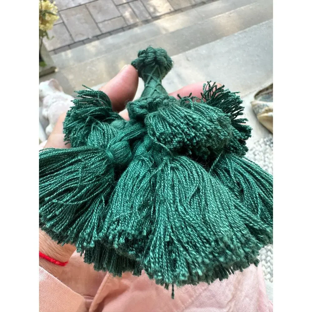 French Tassel Furniture Key Fob emerald Green Cotton *Shabby Chic Vintage